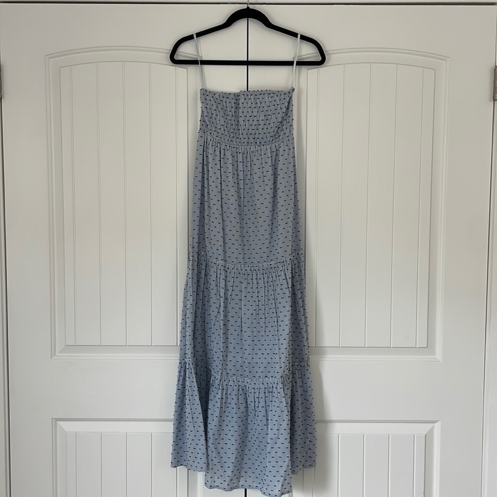 Sim & Sam blue sleeveless polka dot midi-dress